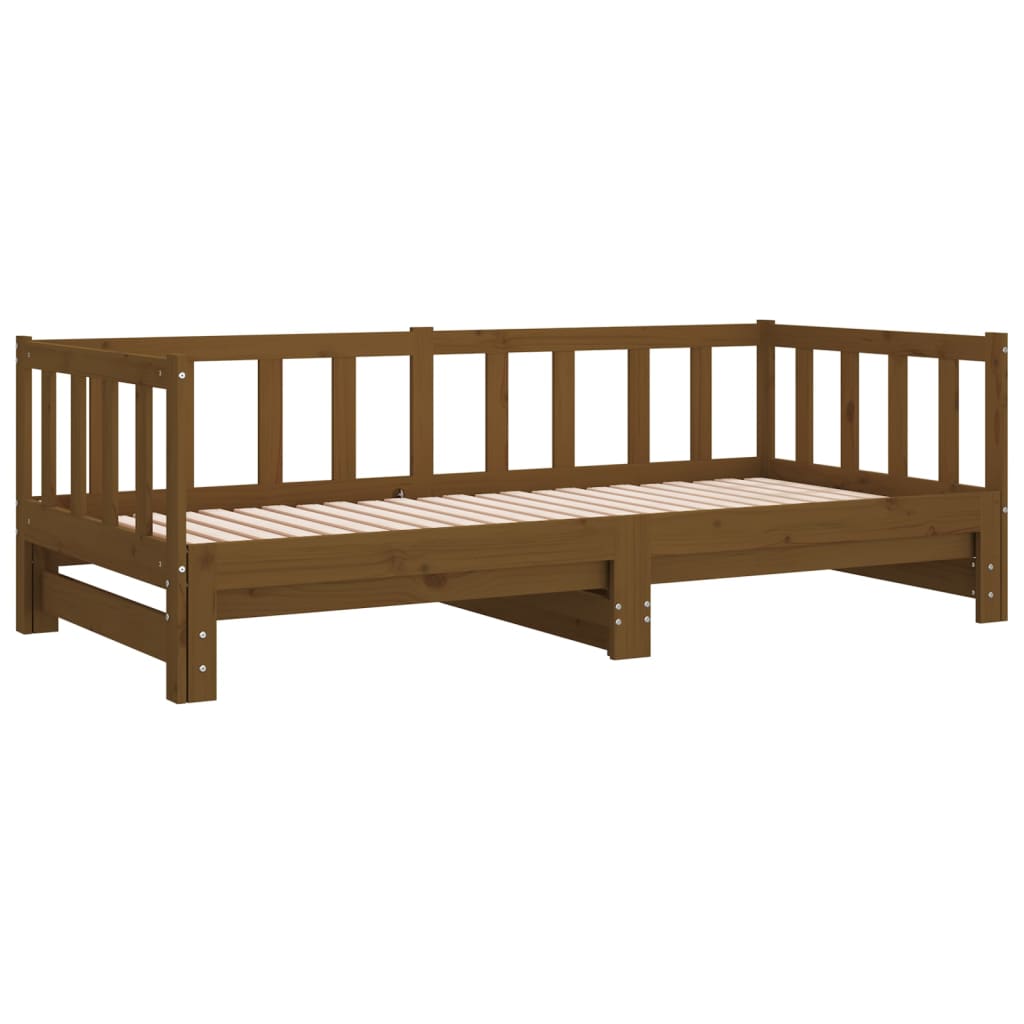 Sofá cama extraíble madera de pino marrón miel 2x(90x200) cm
