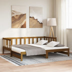 Sofá cama extraíble madera de pino marrón miel 2x(90x200) cm
