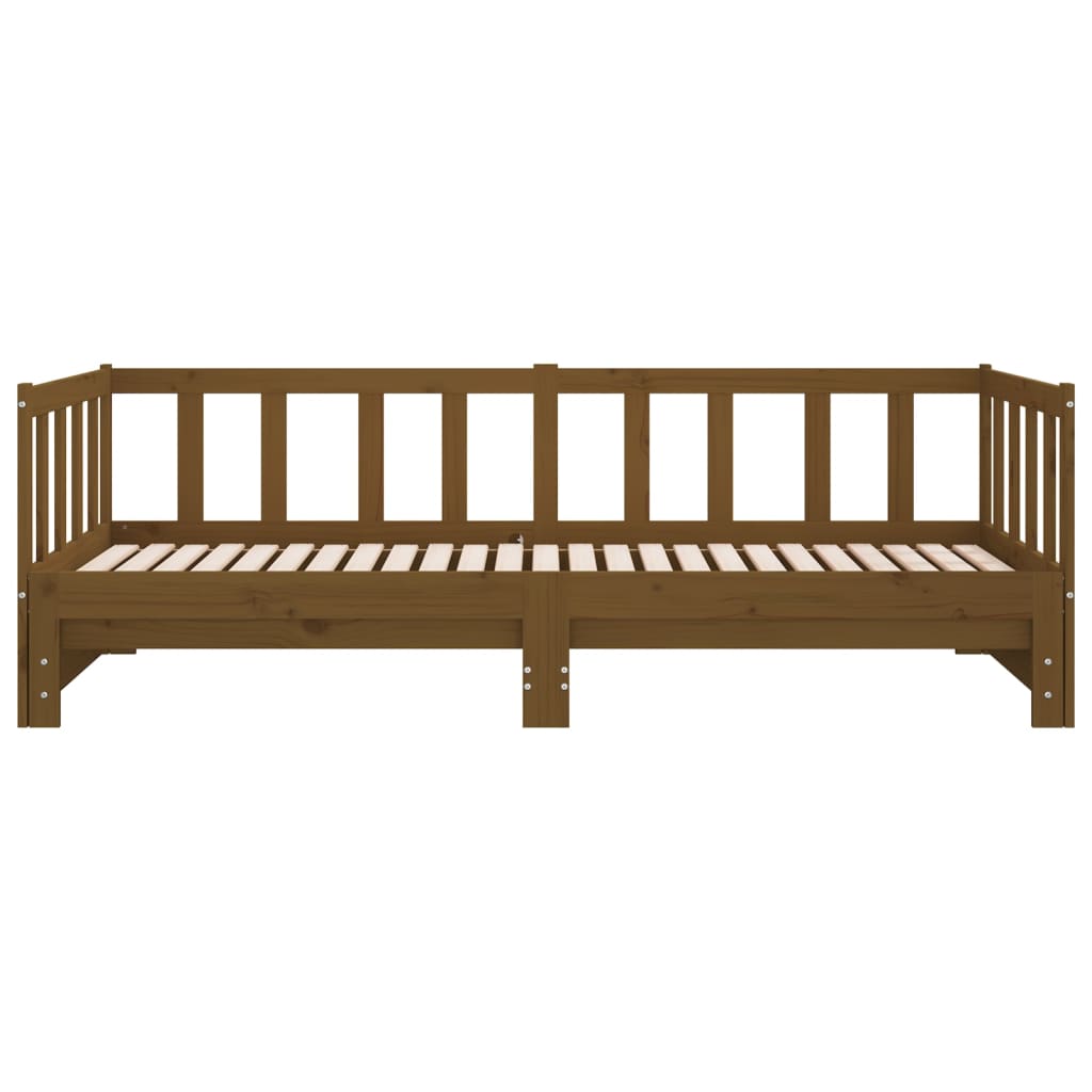 Sofá cama extraíble madera de pino marrón miel 2x(90x200) cm