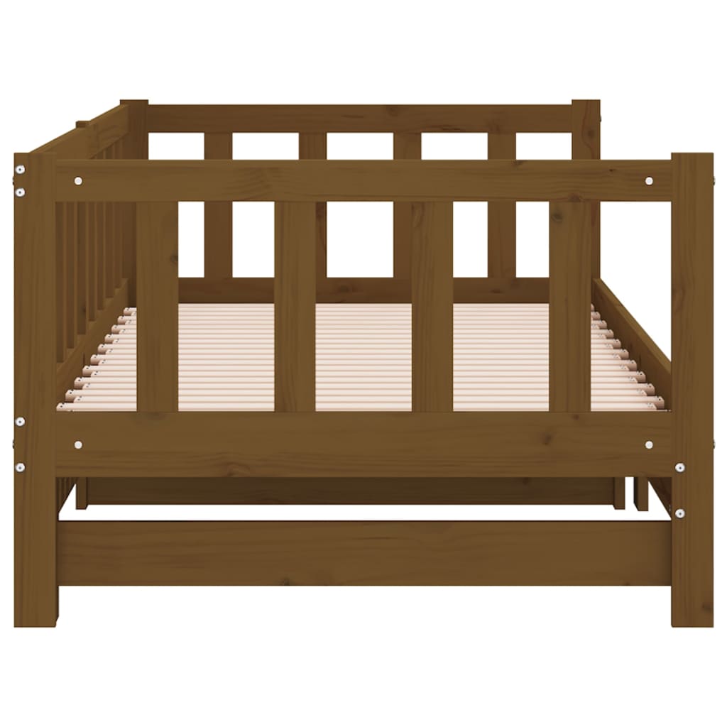 Sofá cama extraíble madera de pino marrón miel 2x(90x200) cm