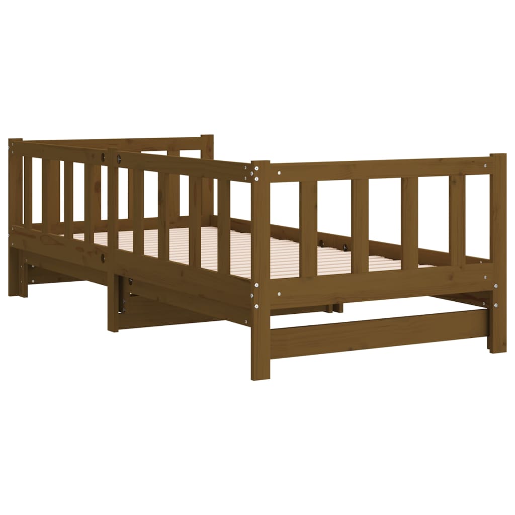 Sofá cama extraíble madera de pino marrón miel 2x(90x200) cm