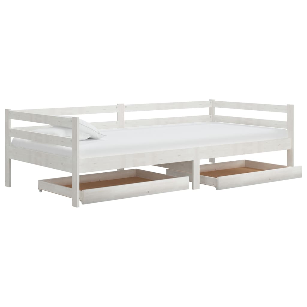 Cajones para sofá cama 2 piezas blanco madera maciza de pino