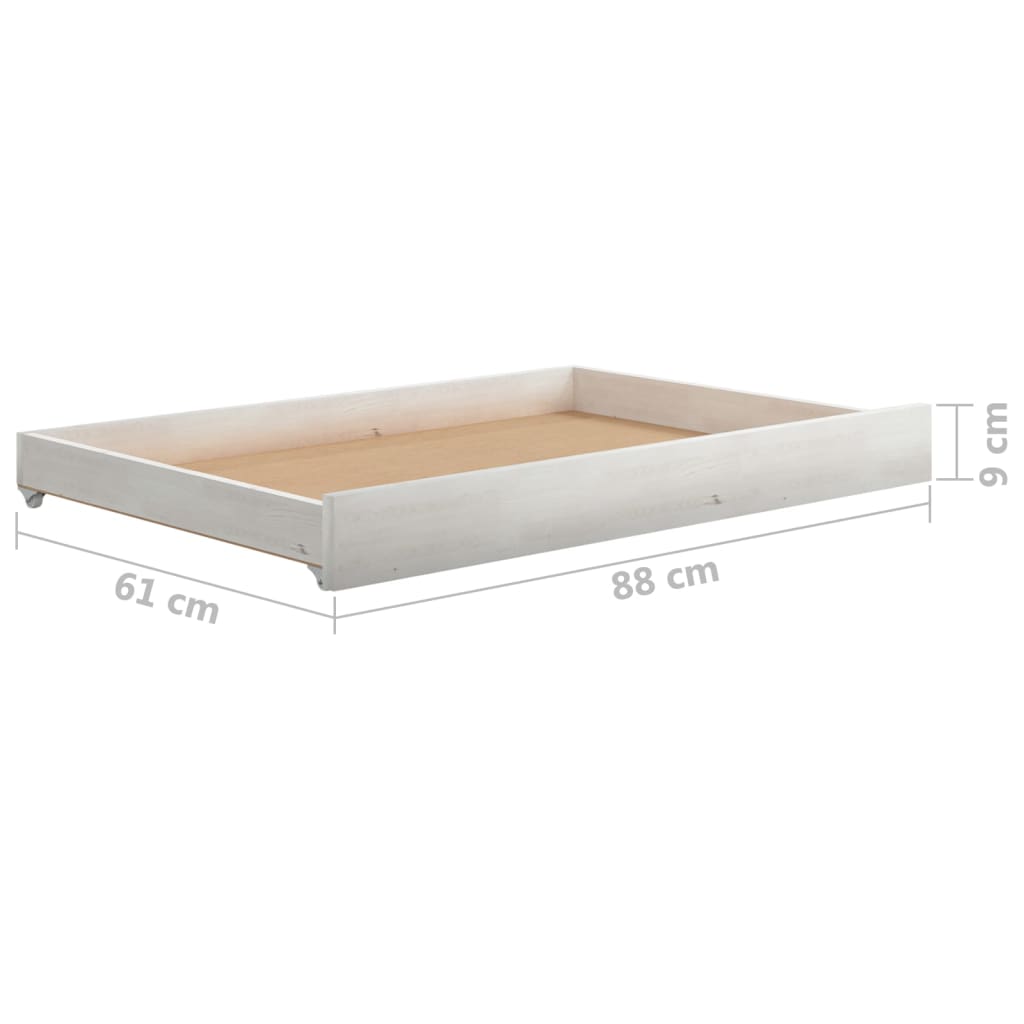 Cajones para sofá cama 2 piezas blanco madera maciza de pino