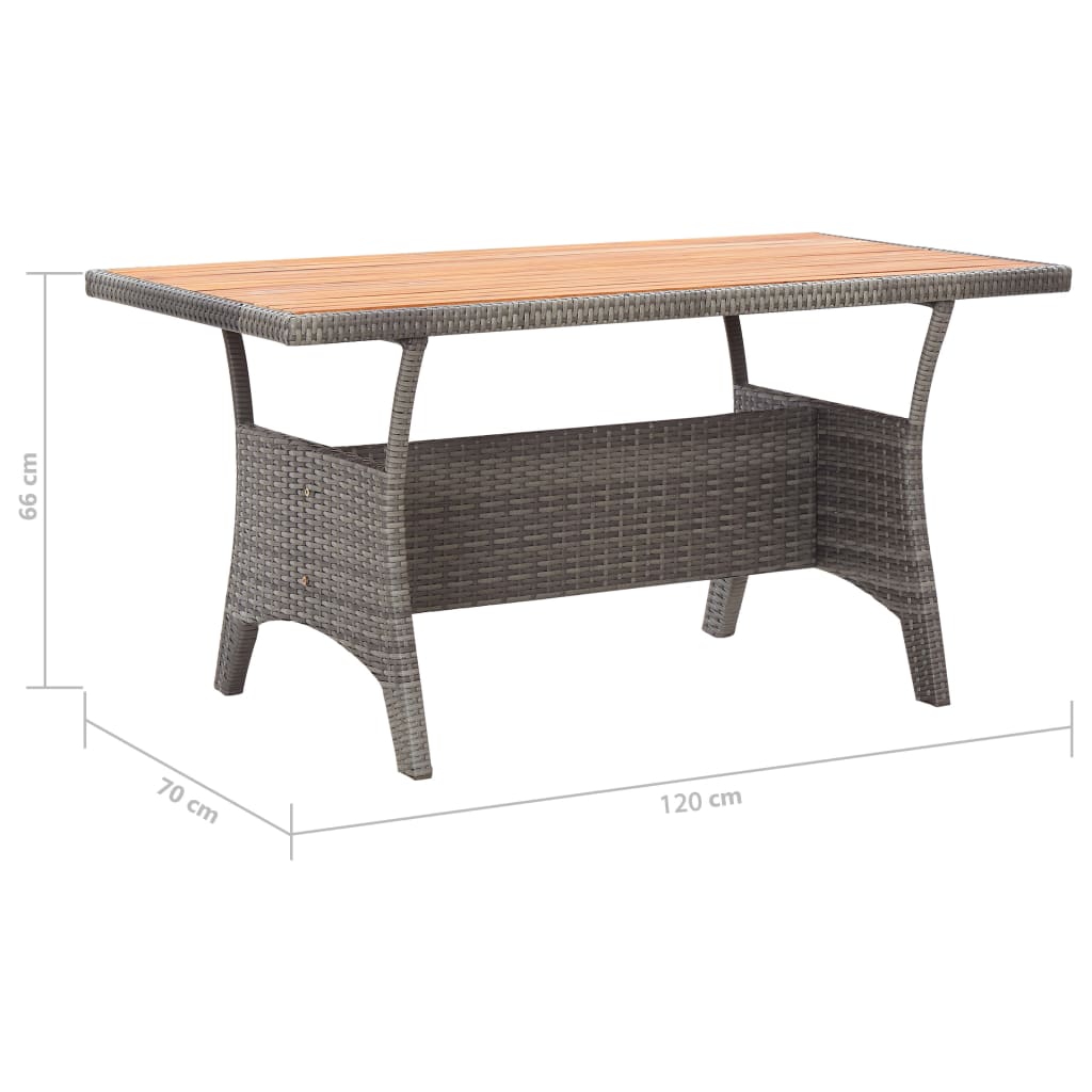 Mesa de jardín de madera maciza de acacia gris 120x70x66 cm