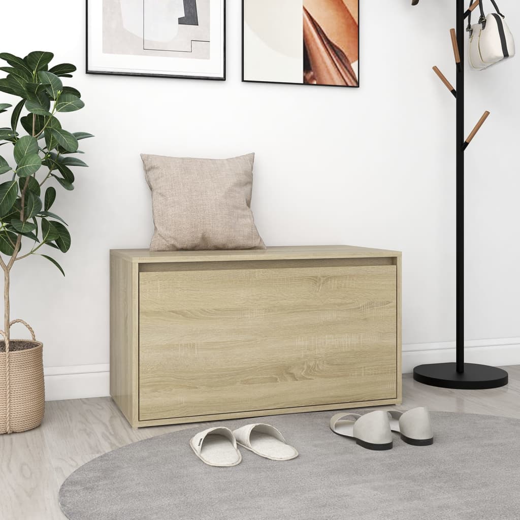 Banco de pasillo de madera de ingeniería blanco 80x40x45 cm