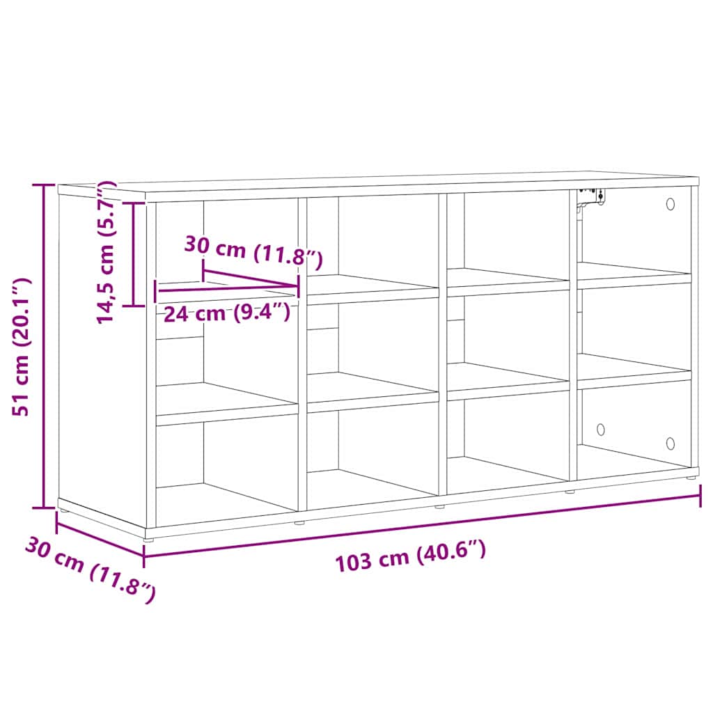 Armario Zapatero 103 x 30 x 51 cm Madera de ingeniería