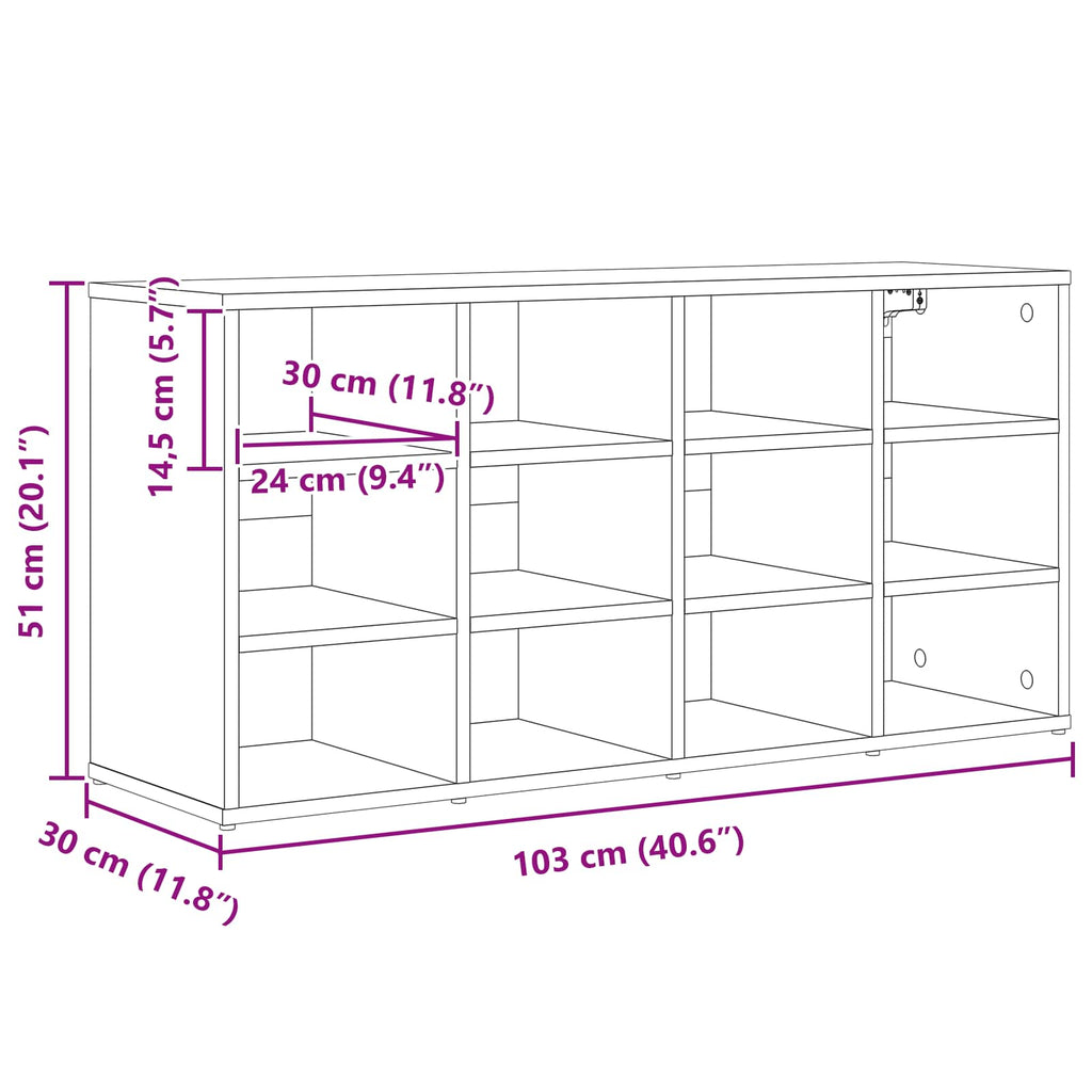 Armario Zapatero 103 x 30 x 51 cm Madera de ingeniería