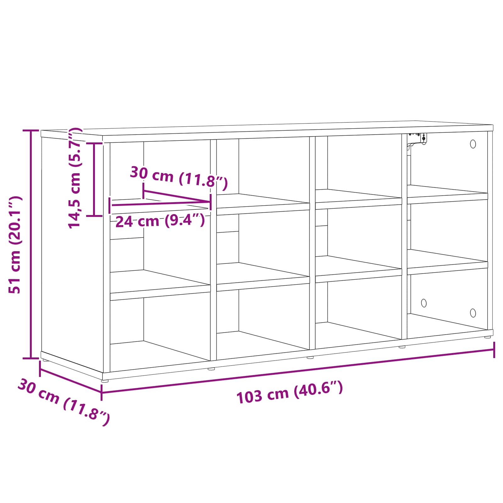 Armario Zapatero 103 x 30 x 51 cm Madera de ingeniería