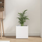 Jardinera blanca 40x40x40 cm de madera de ingeniería