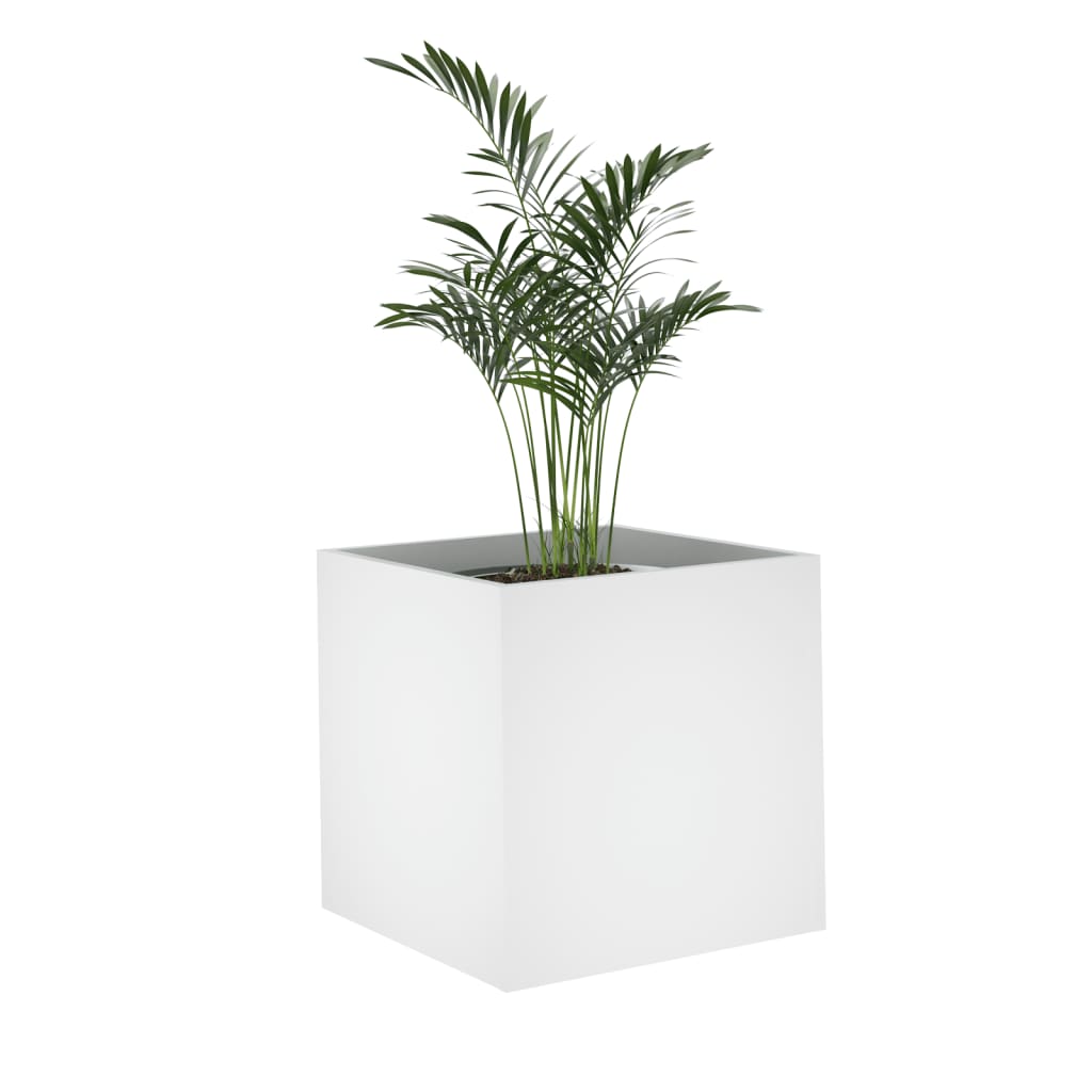 Jardinera blanca 40x40x40 cm de madera de ingeniería