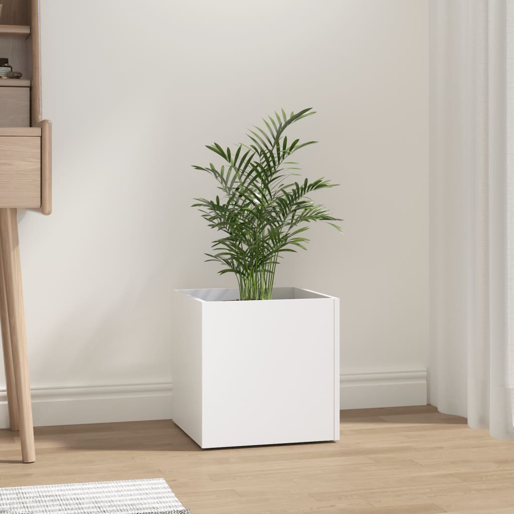 Jardinera blanca 40x40x40 cm de madera de ingeniería