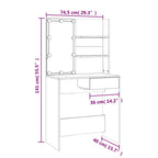 Tocador con LED blanco 74,5x40x141 cm