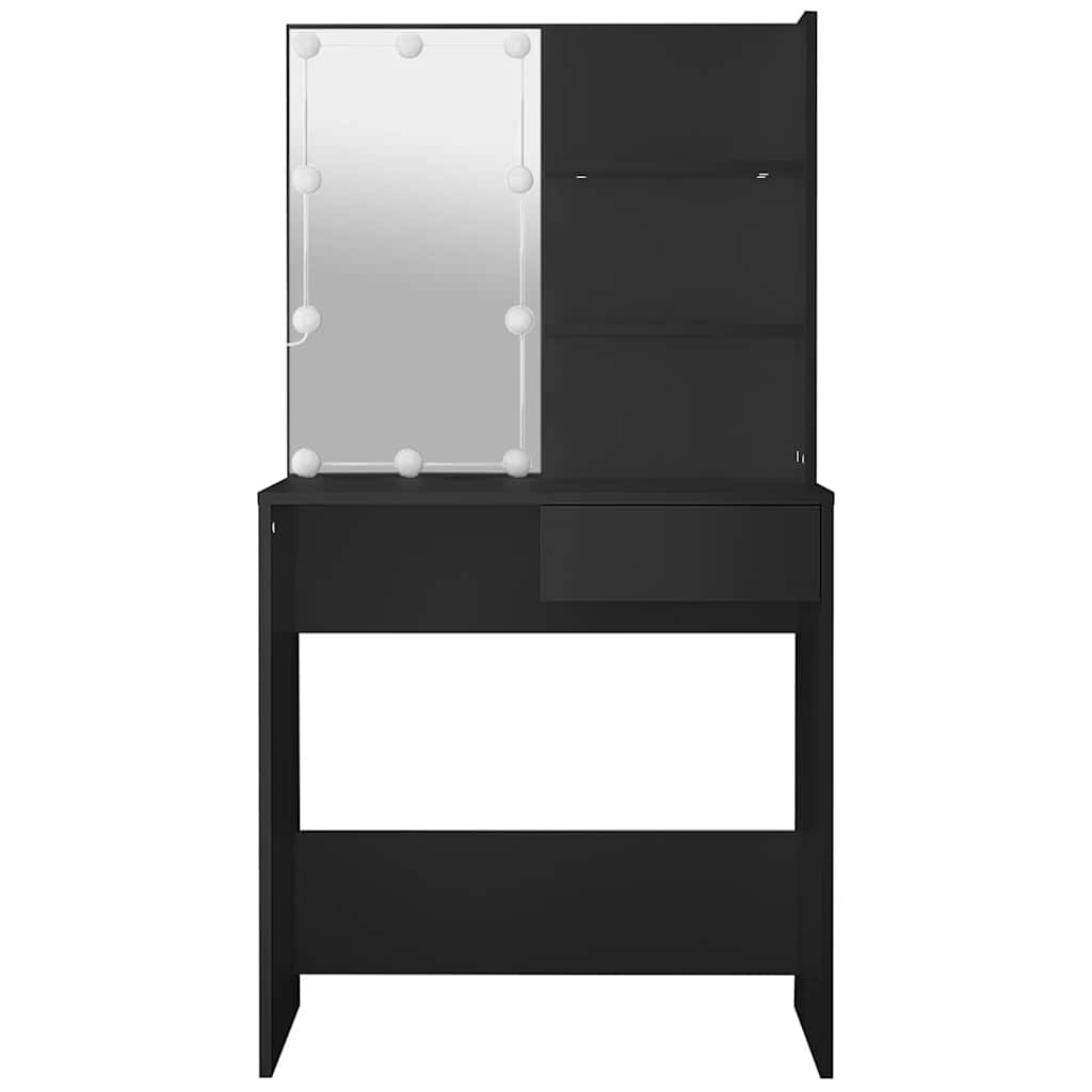 Tocador con LED negro 74,5x40x141 cm