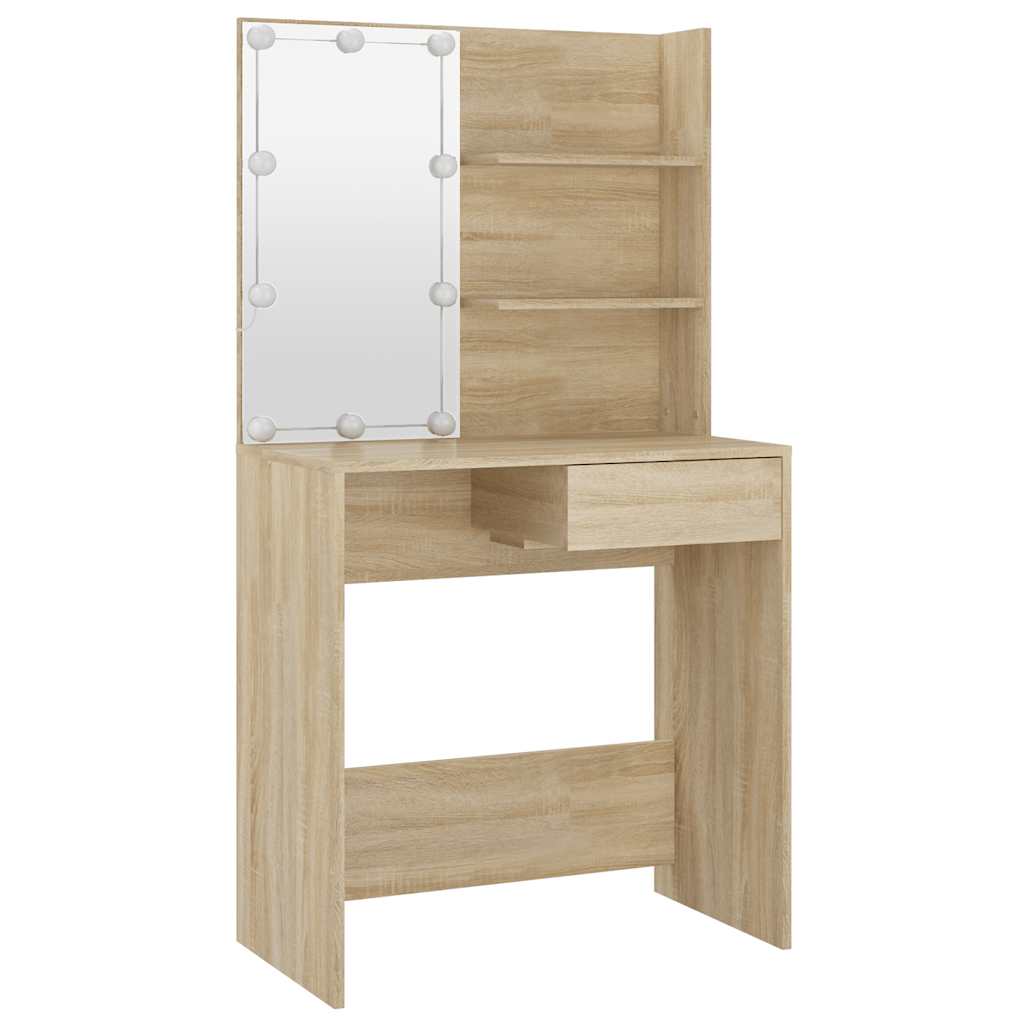 Tocador con LED color roble Sonoma 74,5x40x141 cm