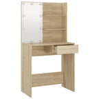 Tocador con LED color roble Sonoma 74,5x40x141 cm