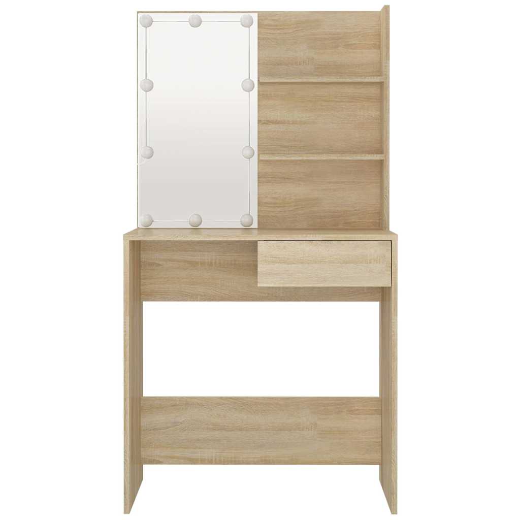 Tocador con LED color roble Sonoma 74,5x40x141 cm