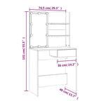 Tocador con LED blanco brillante 74,5x40x141 cm