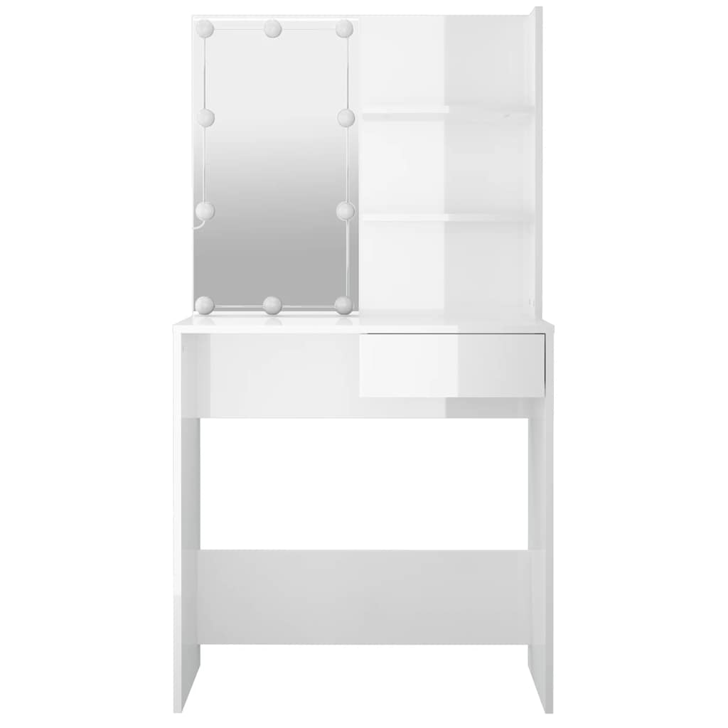 Tocador con LED blanco brillante 74,5x40x141 cm