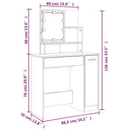 Tocador con LED blanco 86,5x35x136 cm