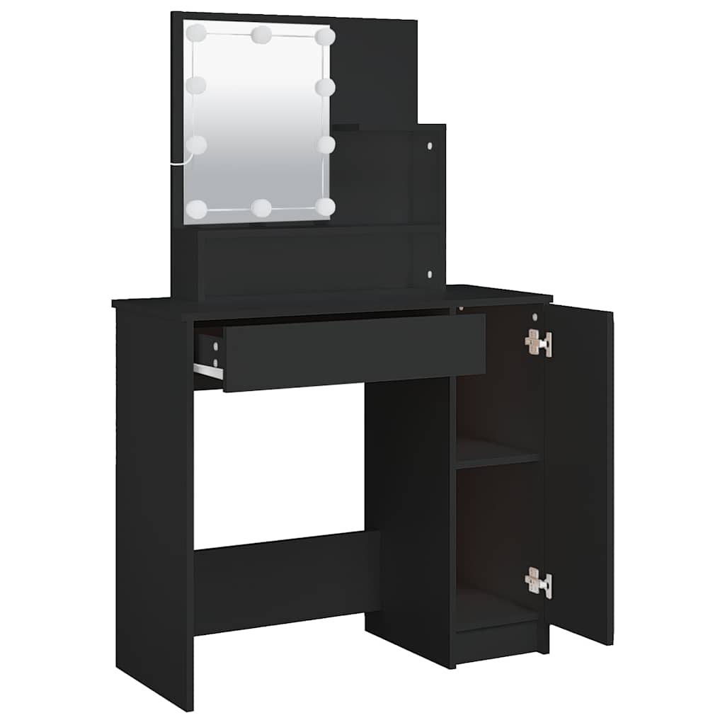 Tocador con LED negro 86,5x35x136 cm