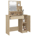 Tocador con LED color roble Sonoma 86,5x35x136 cm