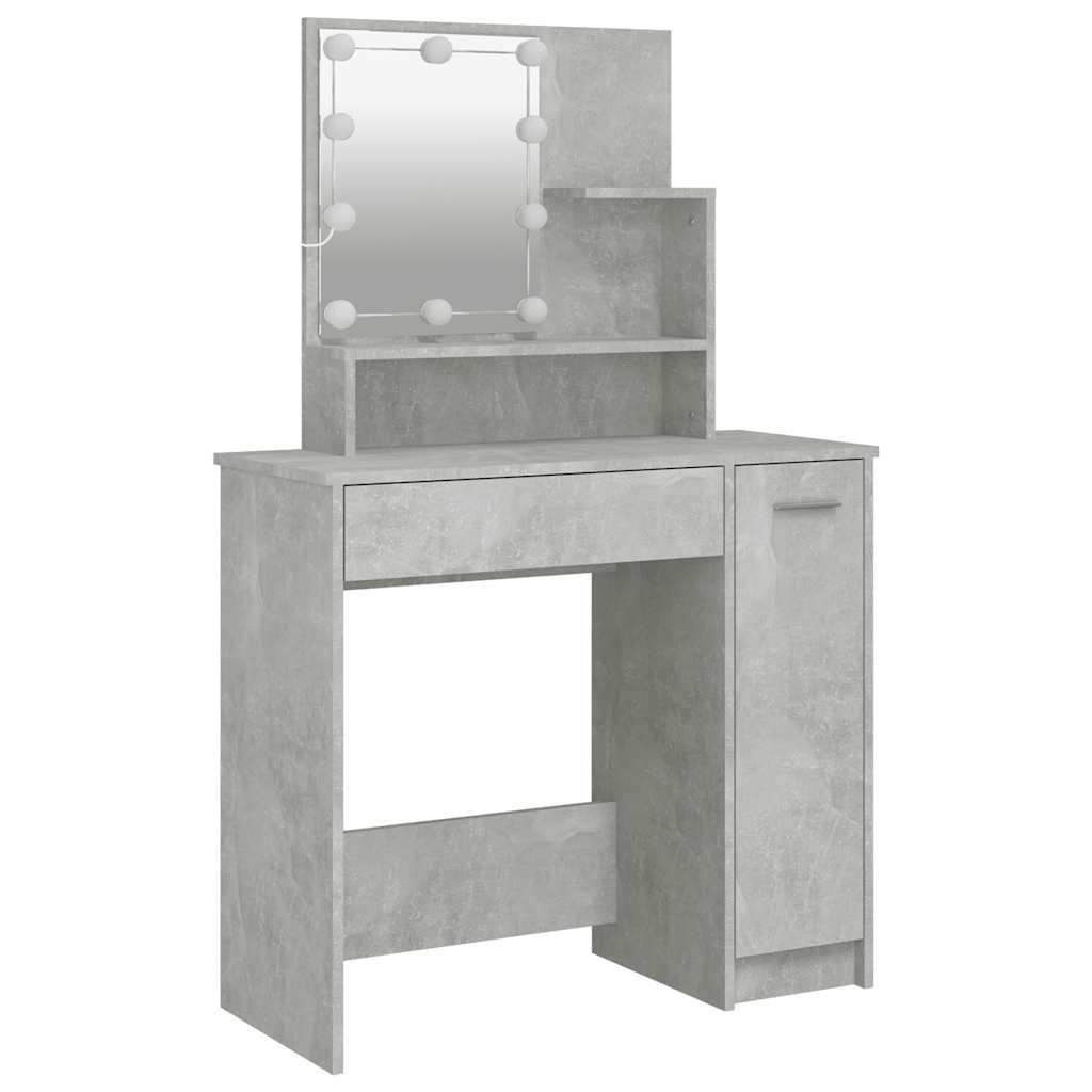 Tocador con LED color gris hormigón 86,5x35x136 cm