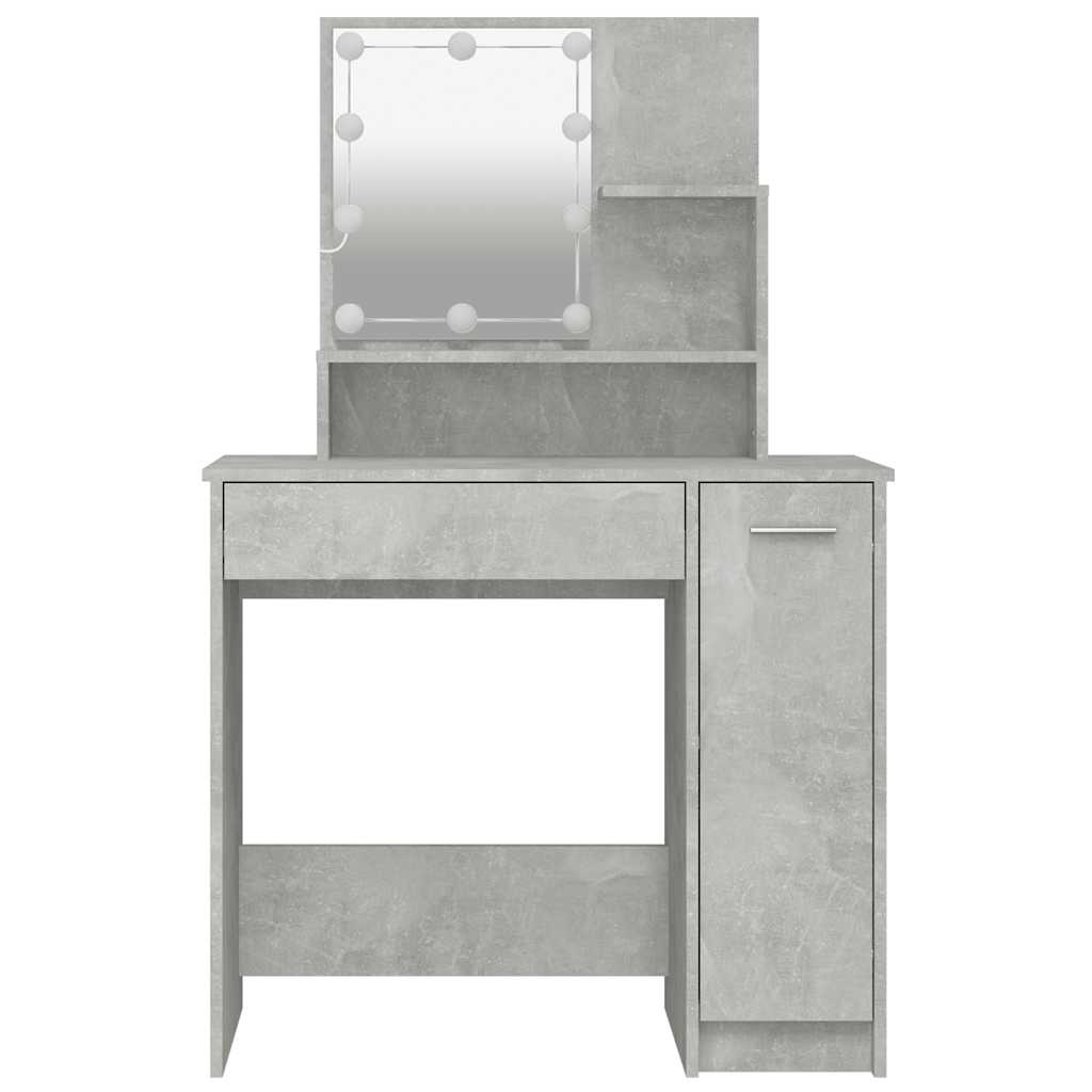 Tocador con LED color gris hormigón 86,5x35x136 cm