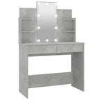 Tocador con LED color gris hormigón 96x40x142 cm