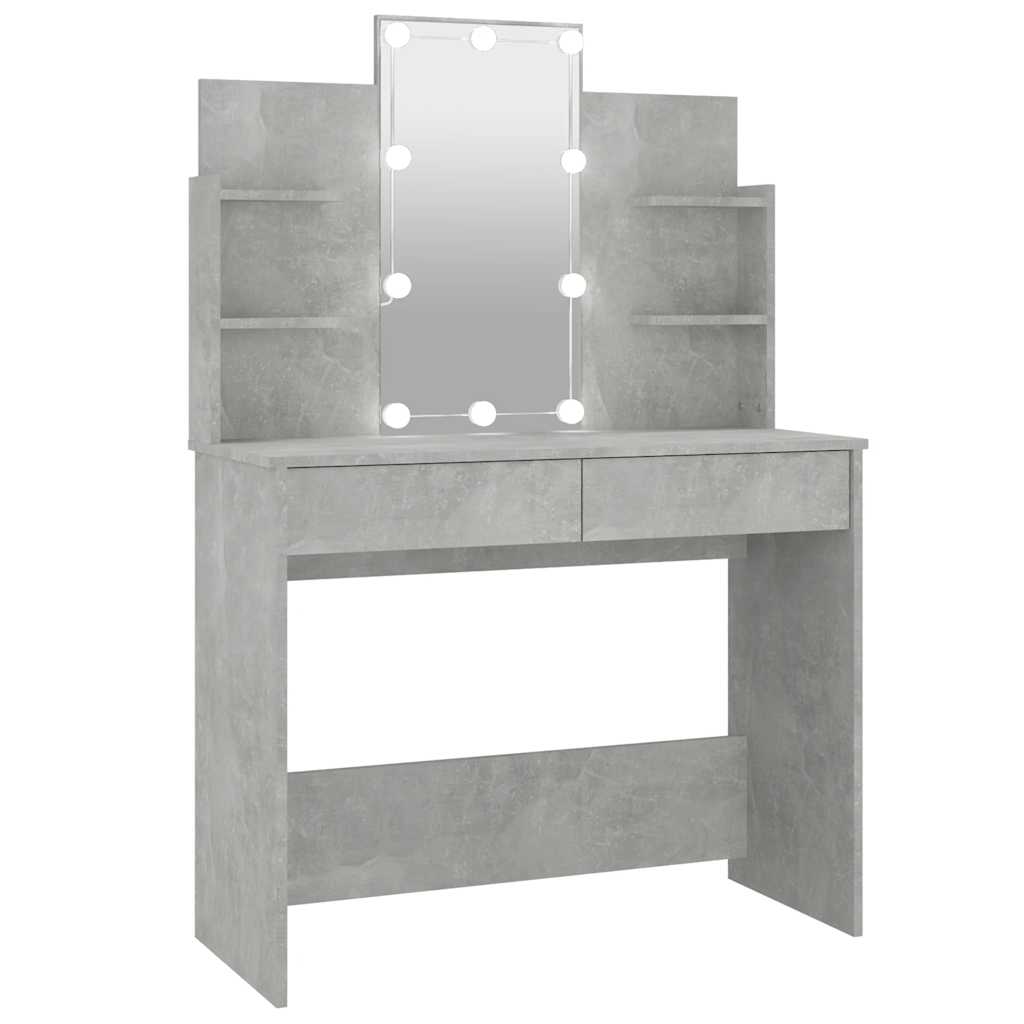 Tocador con LED color gris hormigón 96x40x142 cm