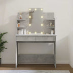 Tocador con LED color gris hormigón 96x40x142 cm