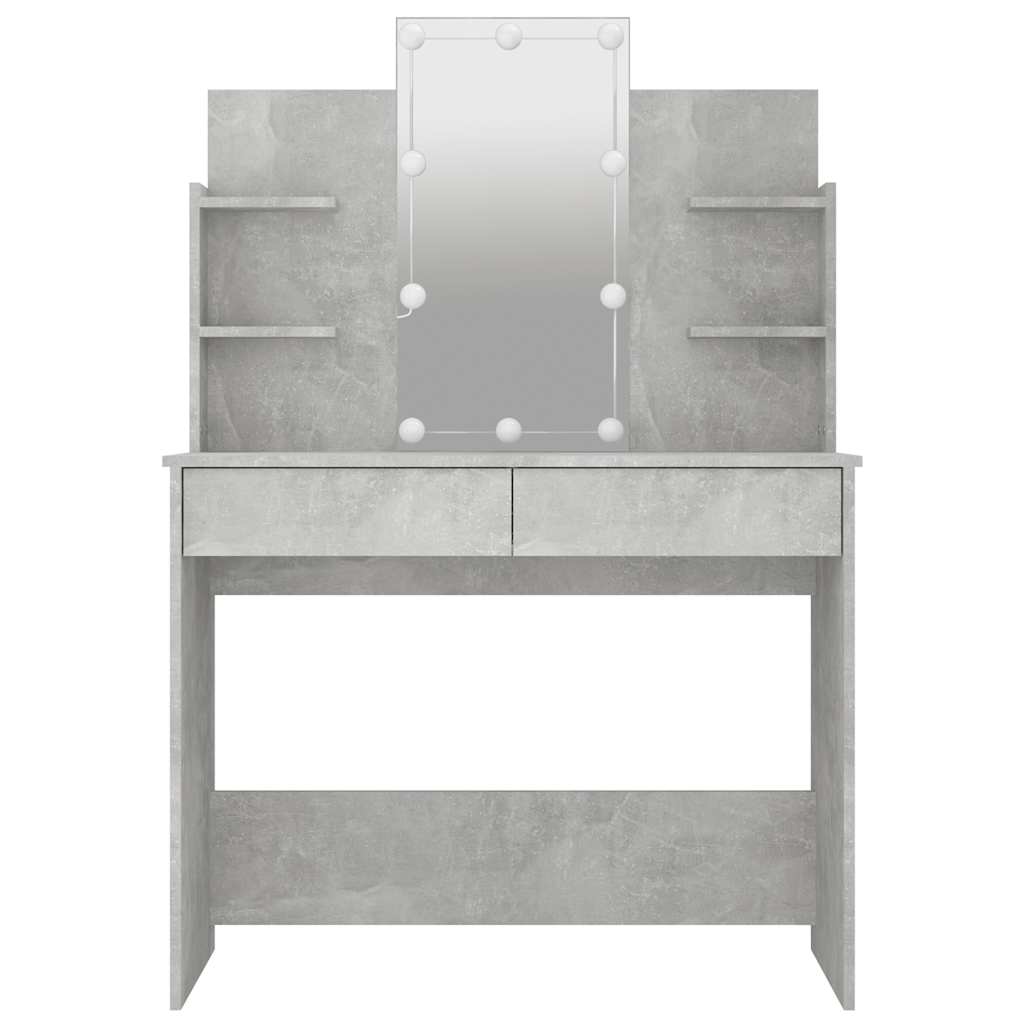 Tocador con LED color gris hormigón 96x40x142 cm