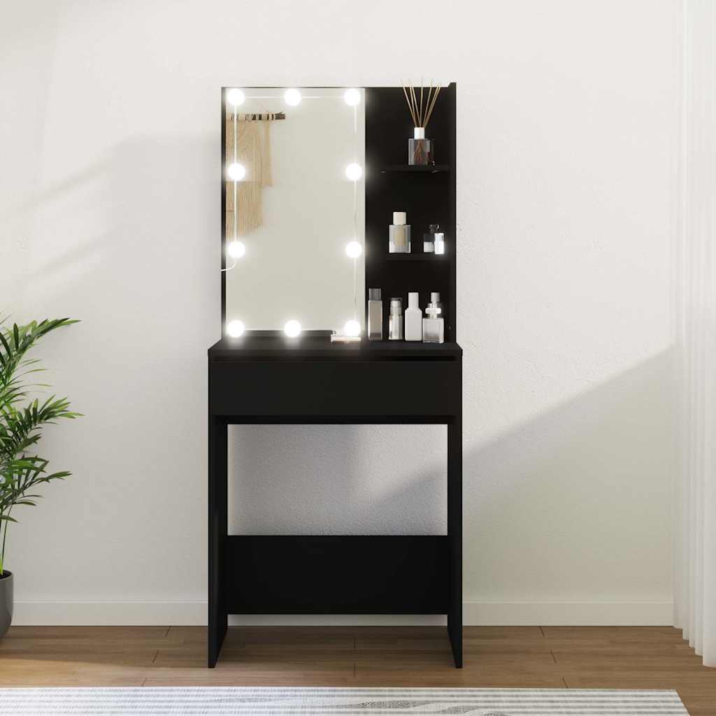 Tocador con LED roble marrón 86,5x35x136 cm