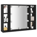 Mueble con espejo y LED negro 76x15x55 cm