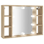 Mueble con espejo y luces LED roble Sonoma 76x15x55 cm