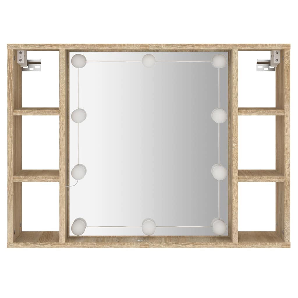 Mueble con espejo y luces LED roble Sonoma 76x15x55 cm