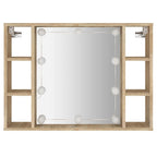 Mueble con espejo y luces LED roble Sonoma 76x15x55 cm