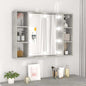 Concrete grey mirrored cabinet with LED lights 76x15x55 cm