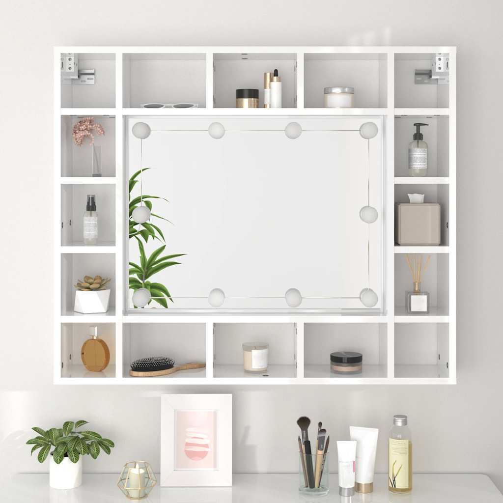 Mueble con espejo y LED blanco brillante 91x15x76,5 cm