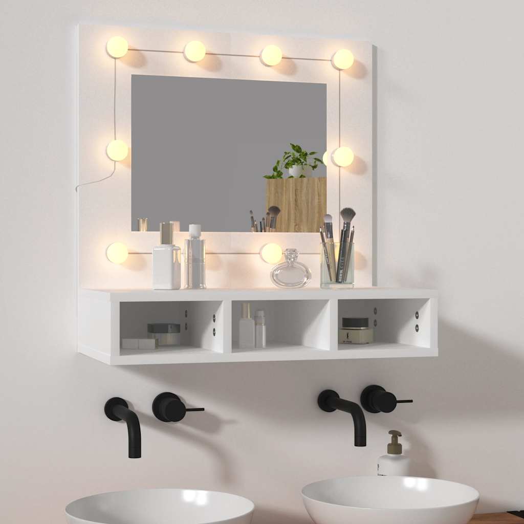 Mueble con espejo y LED color gris Sonoma 60x31,5x62 cm