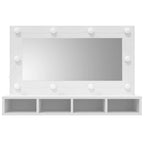 Mueble con espejo y luces LED blanco 90x31,5x62 cm