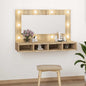 Mueble con espejo y luces LED blanco 90x31,5x62 cm