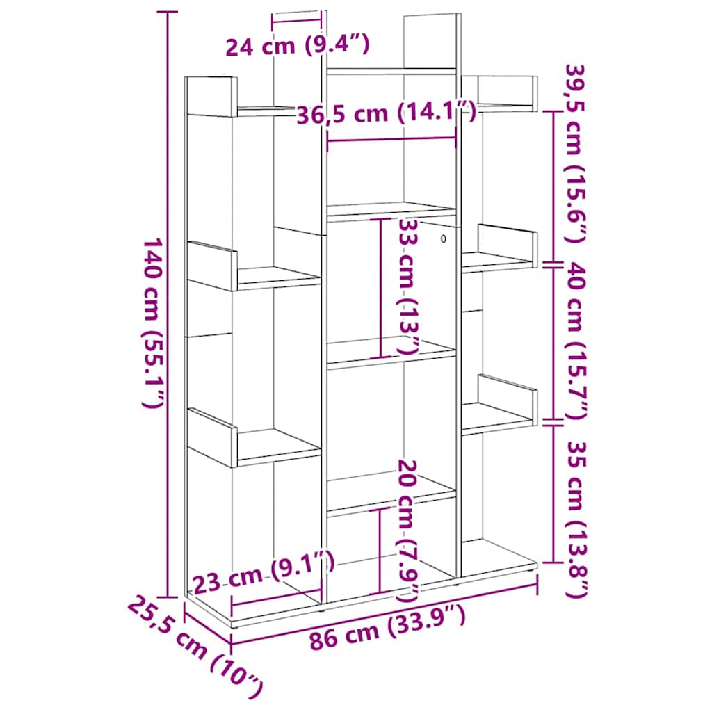 Estantería de madera de ingeniería roble Sonoma 86x25,5x140 cm