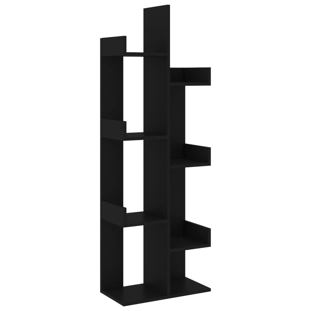 Armario de libros madera contrachapada negro 48x25,5x140 cm