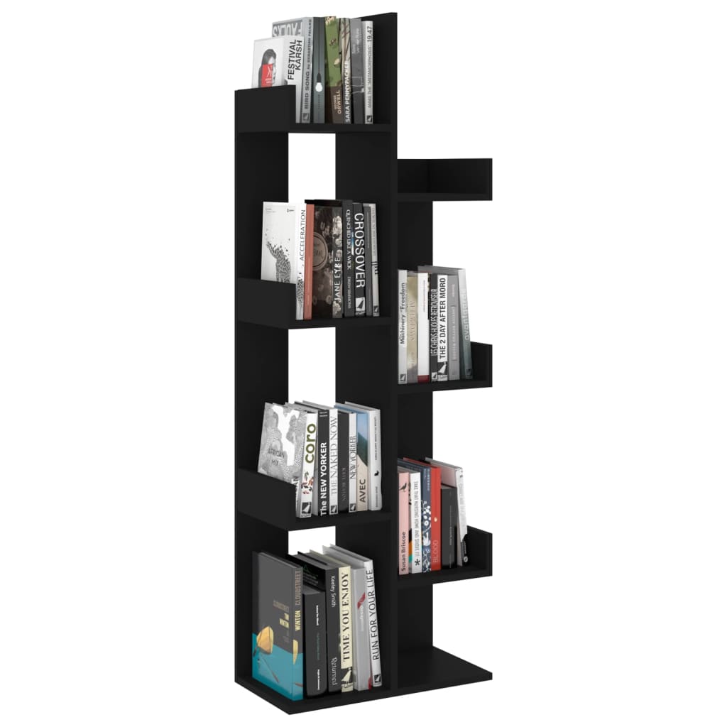 Armario de libros madera contrachapada negro 48x25,5x140 cm