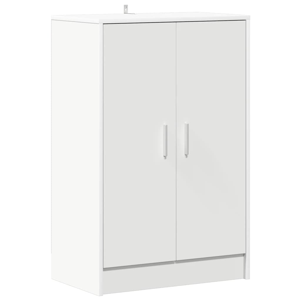 Zapatero de madera contrachapada blanco 60x35x92 cm