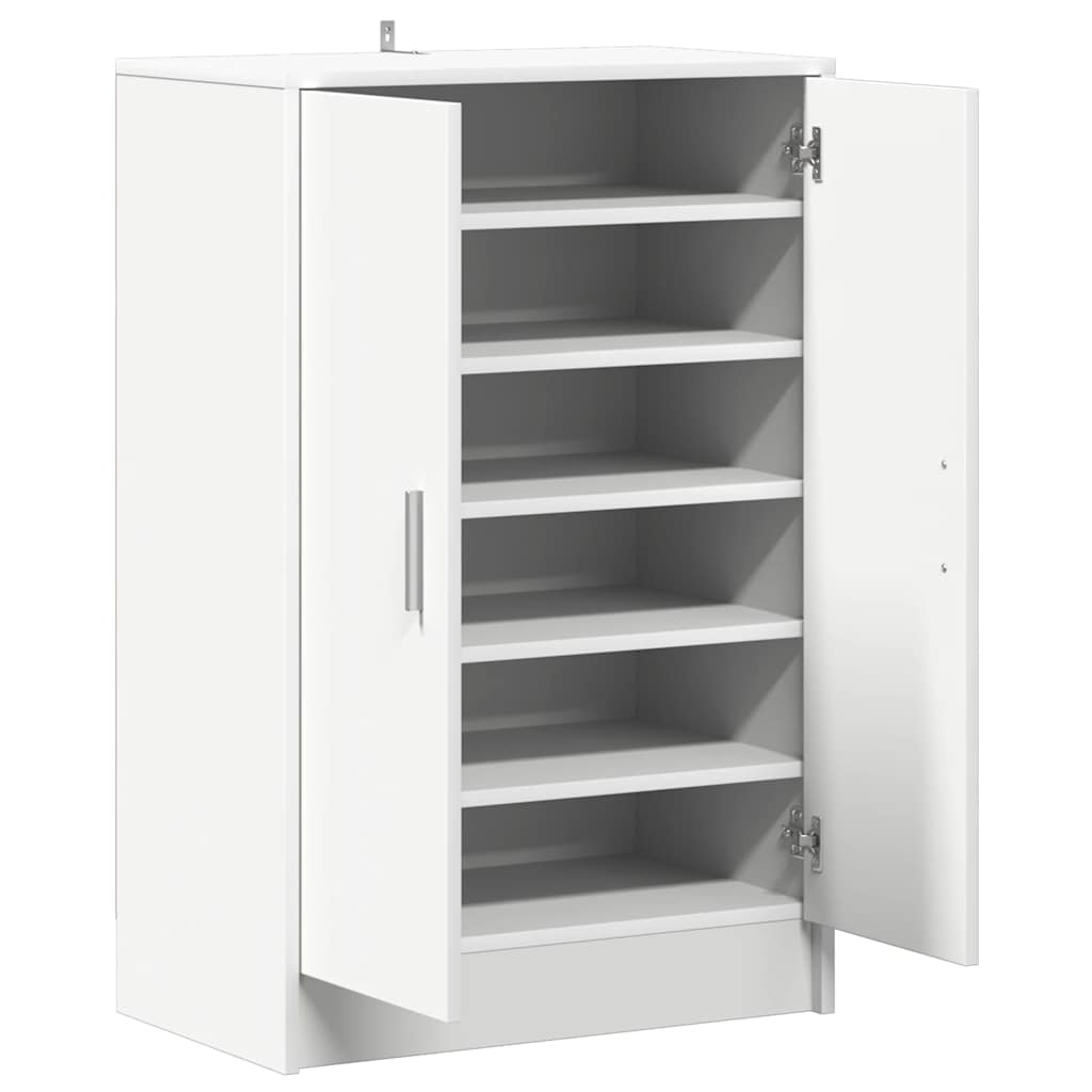 Zapatero de madera contrachapada blanco 60x35x92 cm