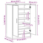 Zapatero de madera contrachapada blanco 60x35x92 cm