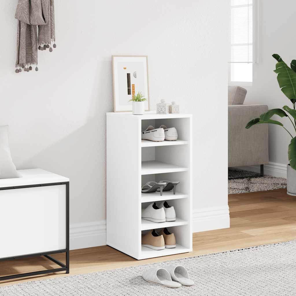 Zapatero de madera contrachapada blanco 31,5x35x70 cm