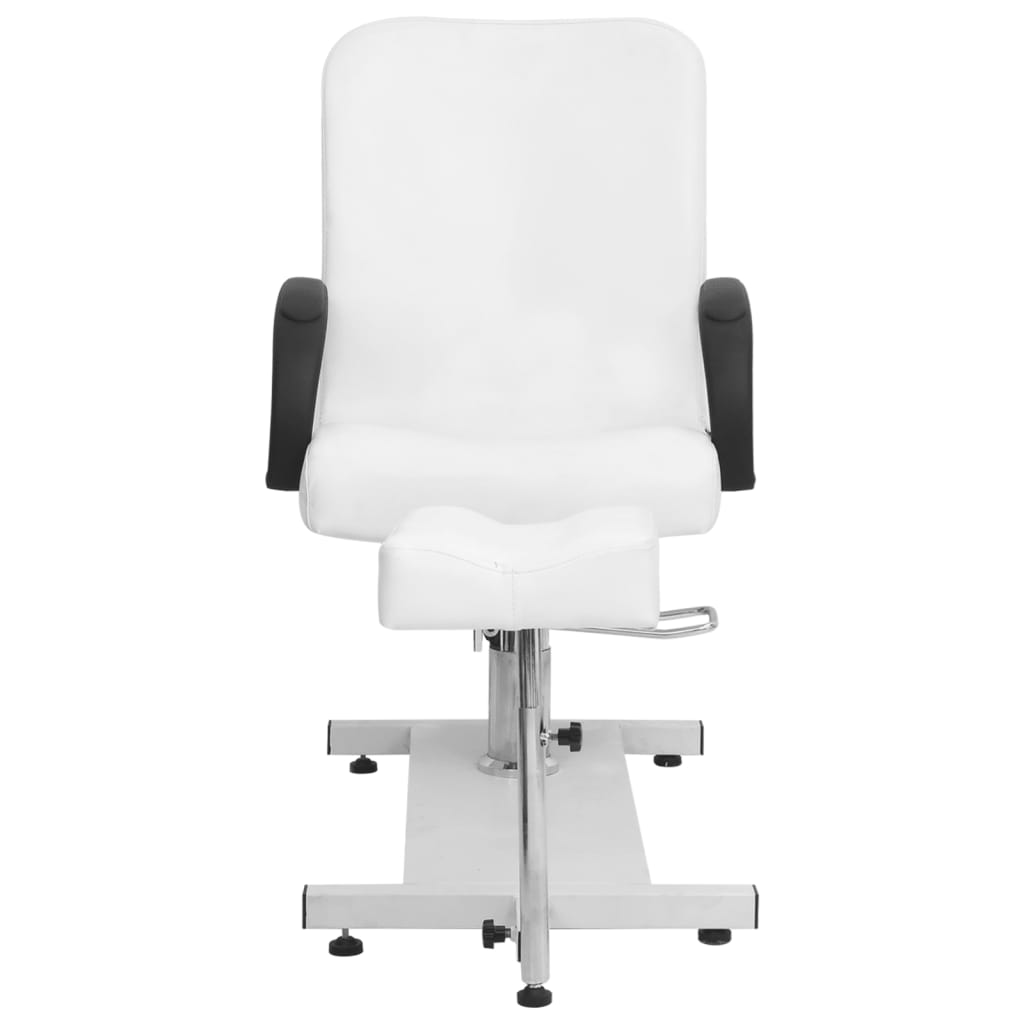 Sillón de masaje con reposapiés blanco cuero PE 127x60x98 cm
