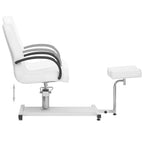 Sillón de masaje con reposapiés blanco cuero PE 127x60x98 cm